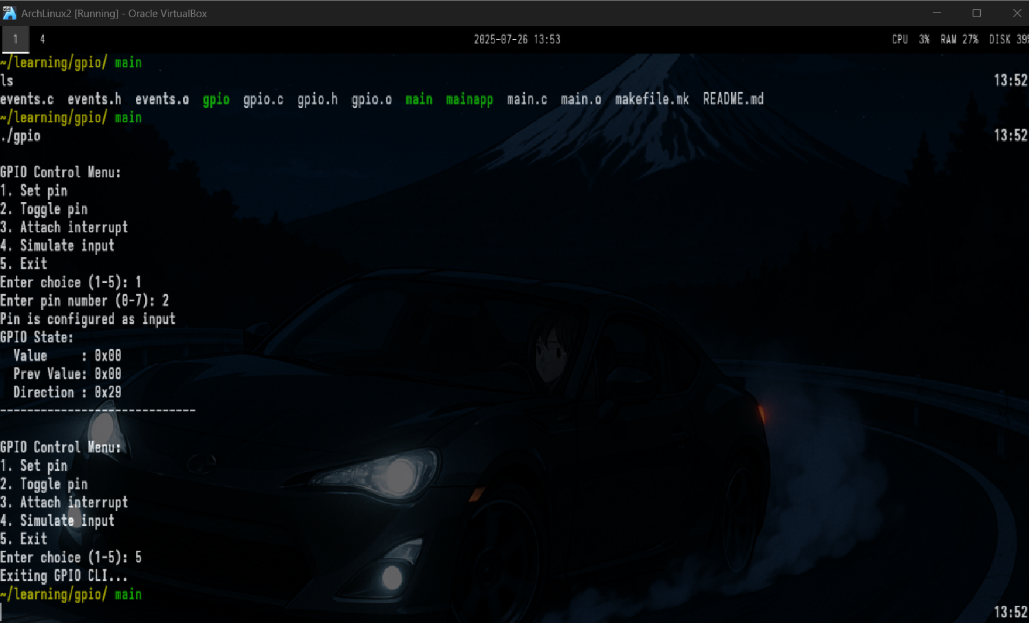 GPIO Port Simulation CLI